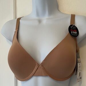 NWT FIT Underwire Support Bra 36D Lightly Padded Bulge Smoothing Comfort Tan